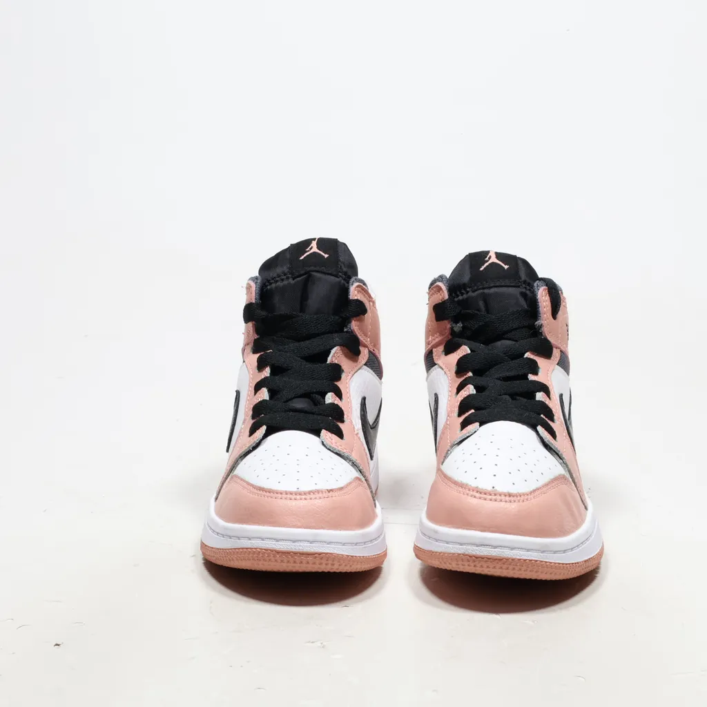 Air Jordan 1 Mid Sneakers Leather Pink Color For Kids