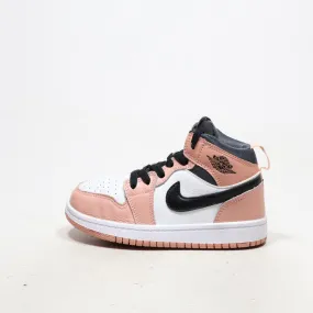 Air Jordan 1 Mid Sneakers Leather Pink Color For Kids