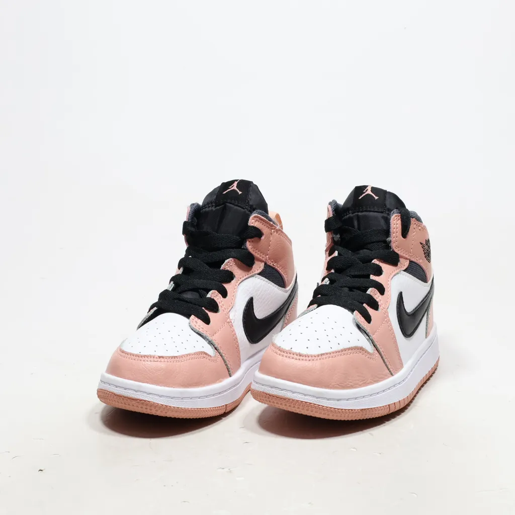 Air Jordan 1 Mid Sneakers Leather Pink Color For Kids