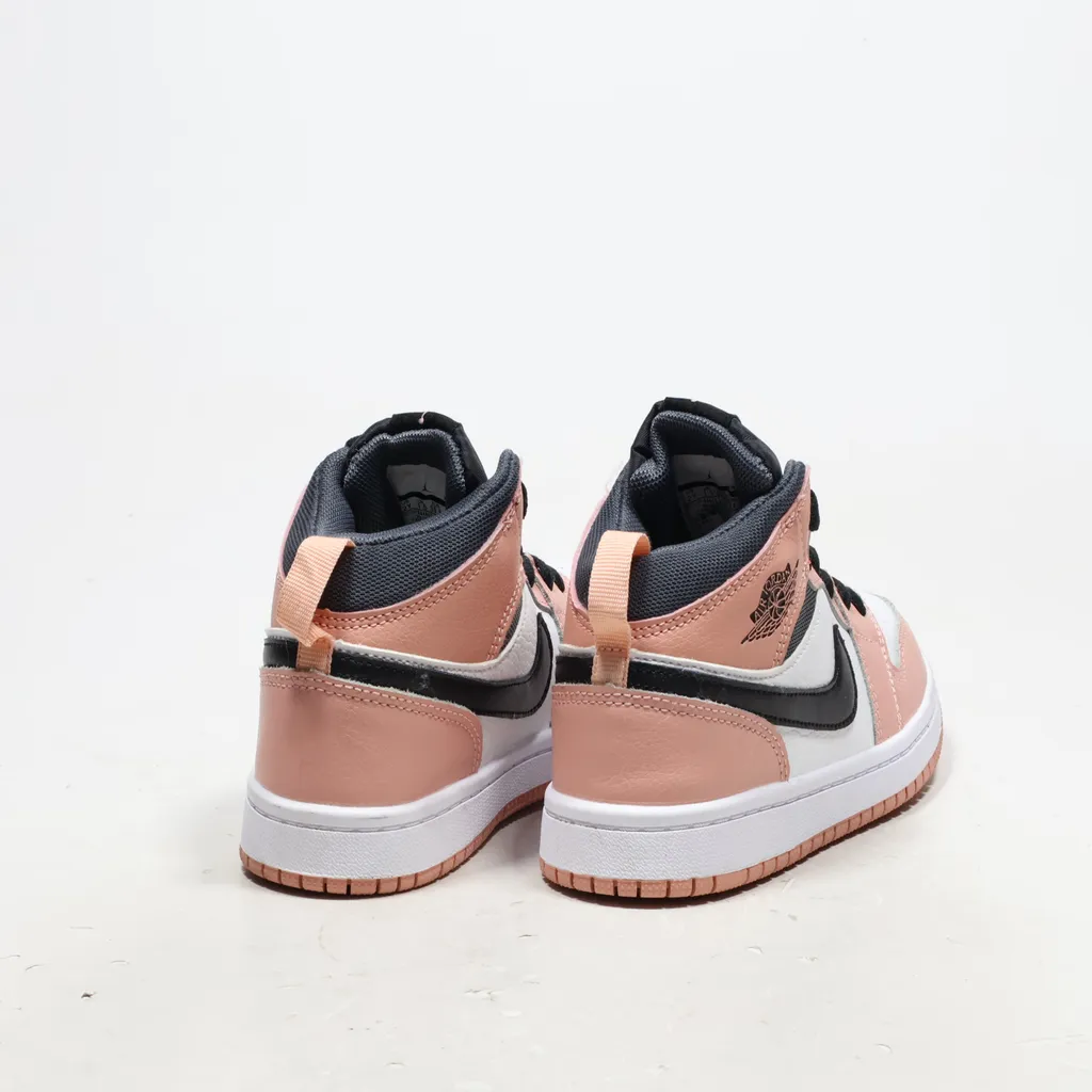 Air Jordan 1 Mid Sneakers Leather Pink Color For Kids