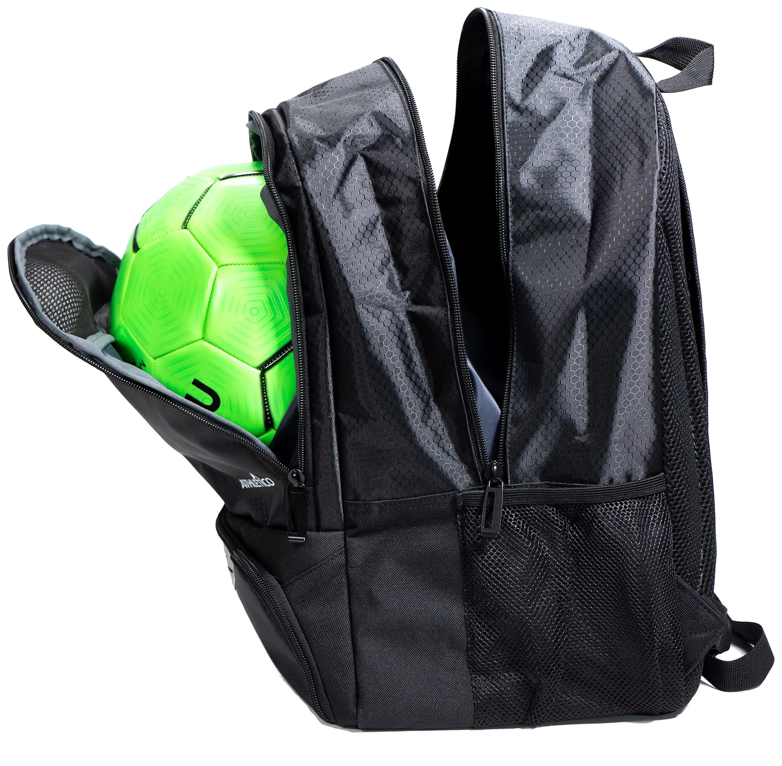 Athletico Youth Soccer Bag - Soccer Backpack & Bags for Basketball, Volleyball & Football | Includes Separate Cleat and Ball Compartments (Black)