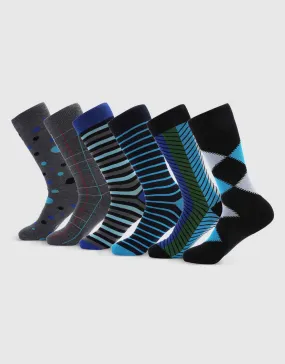 Cerulean Pop Dress Crew Socks 6 Pack