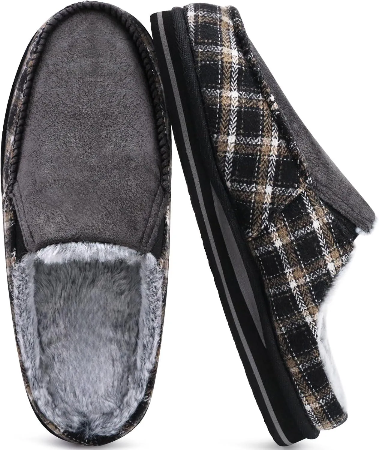 Cozy Clog Fur Plaid Orthopedic Slippers – Stylish Warmth with Support