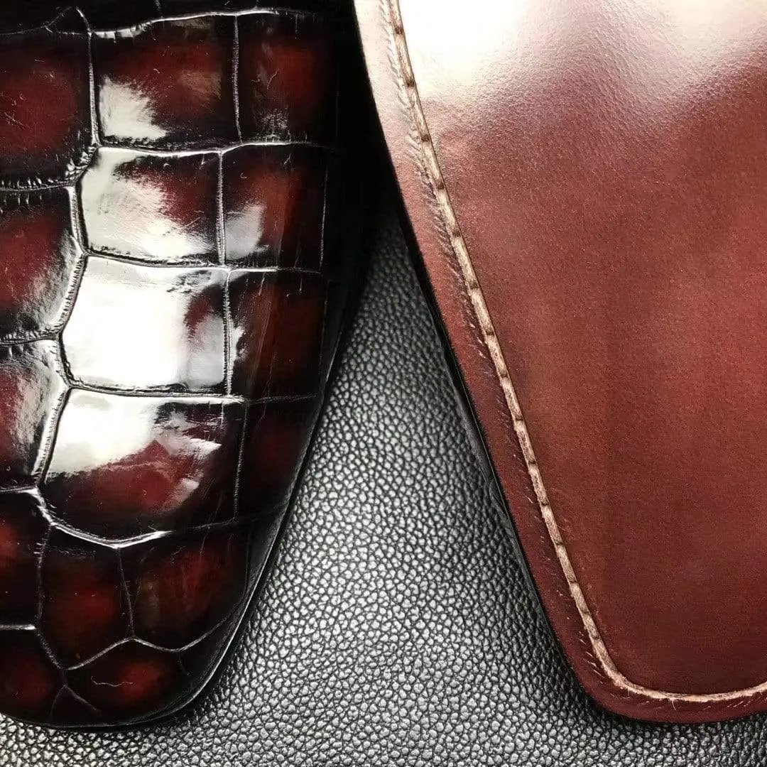 Crocodile Shoes Genuine Crocodile Leather Penny Casual Loafers  Slip-On Slippers