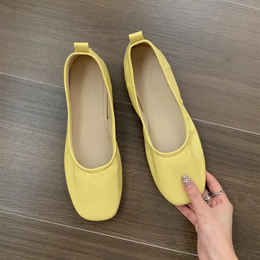 Hnzxzm Women Mary Janes Shoes Woman Square Toe Japanned Leather Flats Vintage Narrow Band Loafers