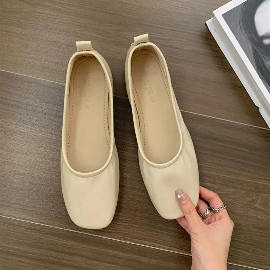 Hnzxzm Women Mary Janes Shoes Woman Square Toe Japanned Leather Flats Vintage Narrow Band Loafers