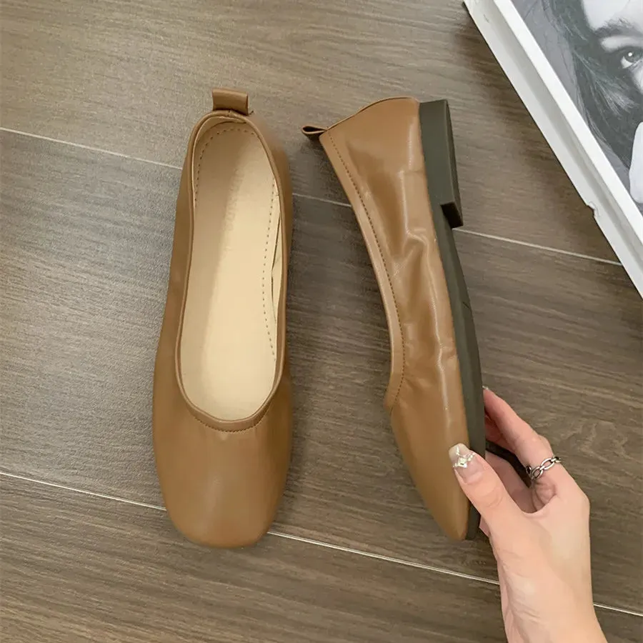 Hnzxzm Women Mary Janes Shoes Woman Square Toe Japanned Leather Flats Vintage Narrow Band Loafers