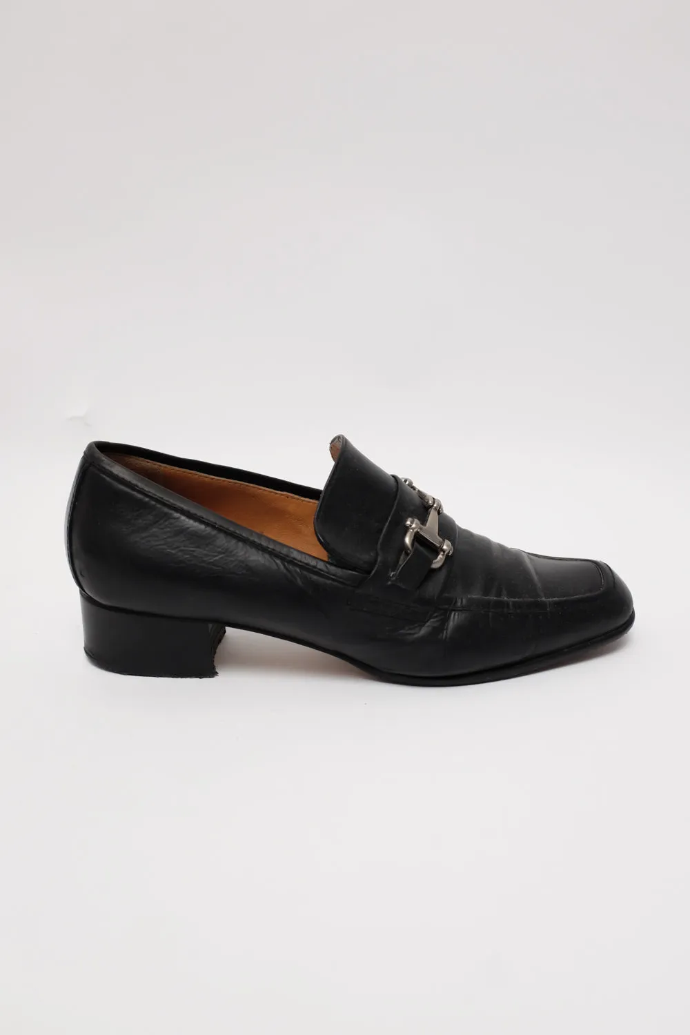 ITALY BLACK LEATHER VINTAGE LOAFERS 41