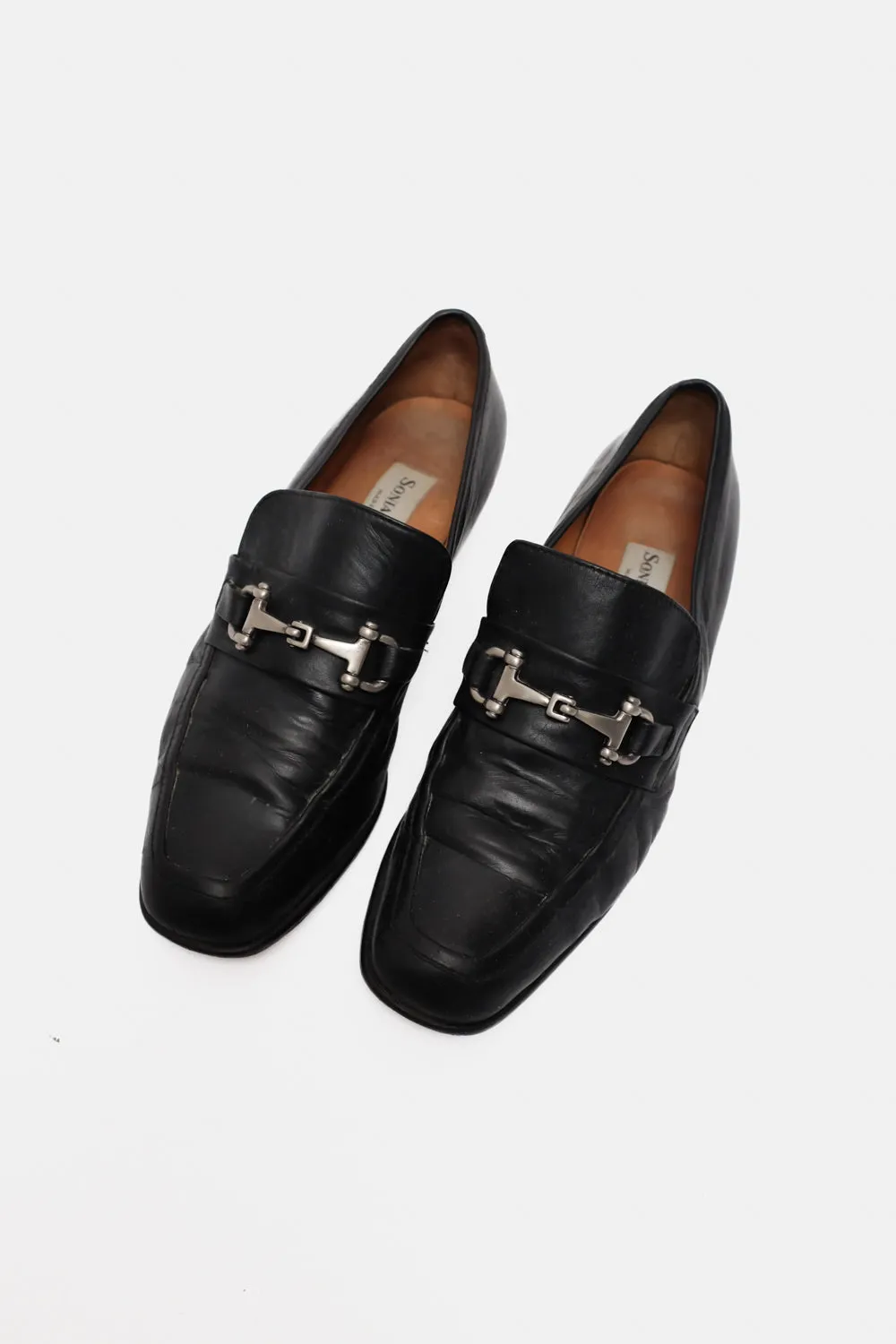ITALY BLACK LEATHER VINTAGE LOAFERS 41