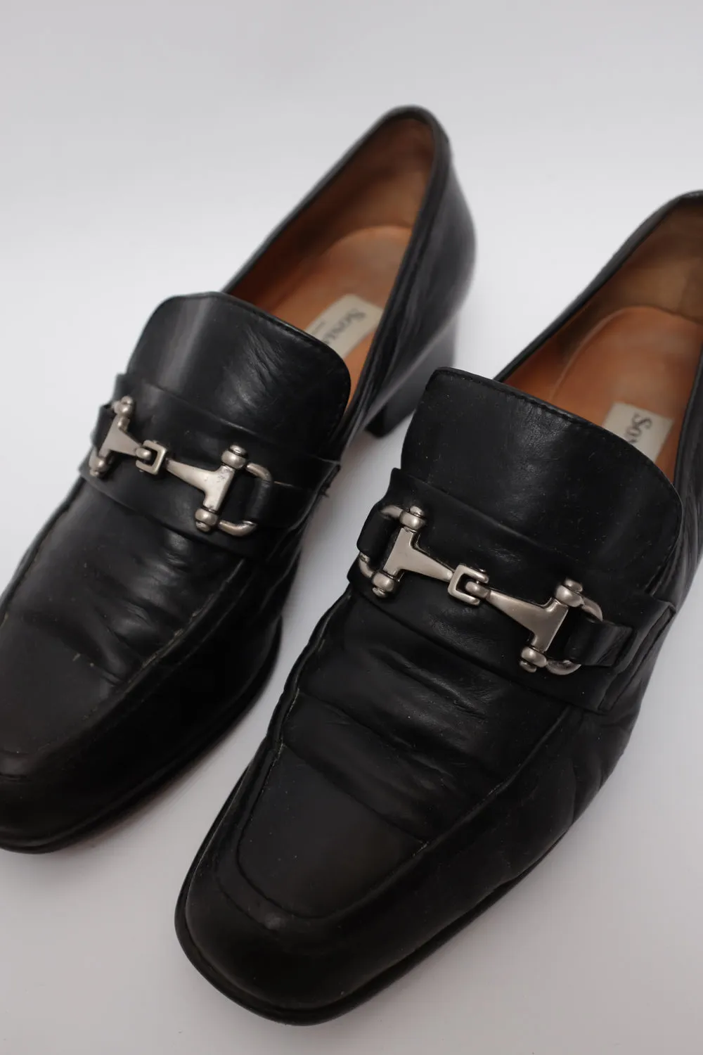 ITALY BLACK LEATHER VINTAGE LOAFERS 41