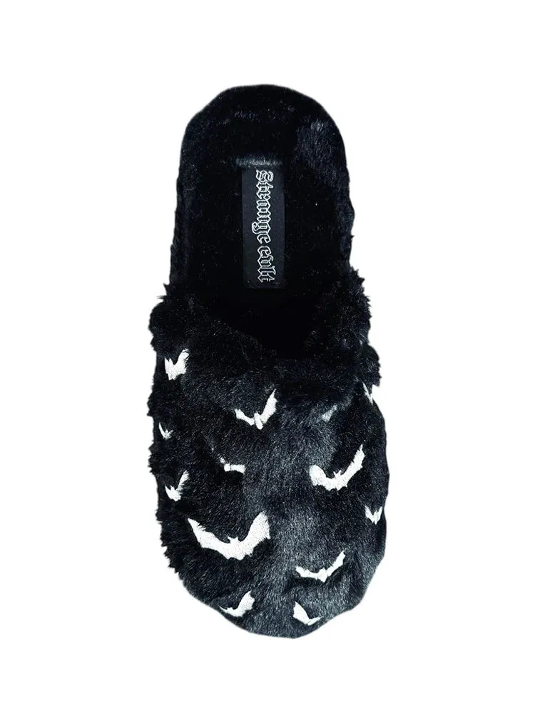 Kreepy Kozy Black/White Bats Slippers
