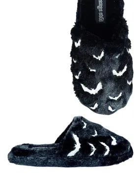 Kreepy Kozy Black/White Bats Slippers