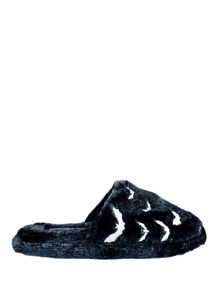 Kreepy Kozy Black/White Bats Slippers