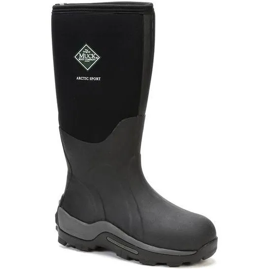 Muck Men's Arctic Sport Tall 17" Waterproof Pull-On  Rubber Work Boot- Black- ASP-000A