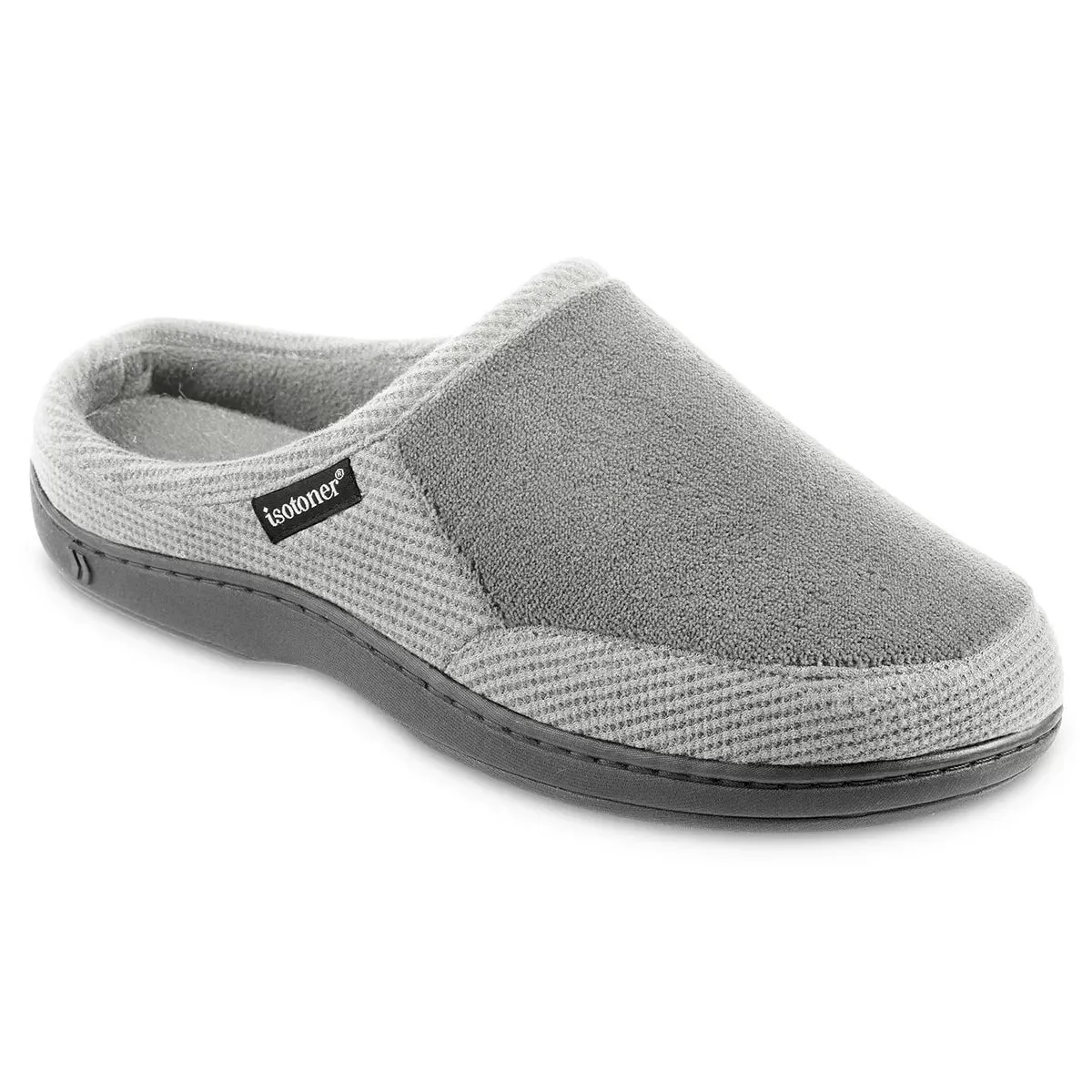 New Men's isotoner Microterry and Waffle Travis Hoodback Slippers, Sz M 8-9