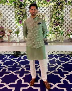 Sharp Mirror Nehru Jacket Set