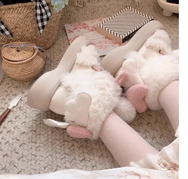 Sheep Puff~Fluffy Qubi~Winter Lolita Shoes Sweet Warm Snow Boots with Plush