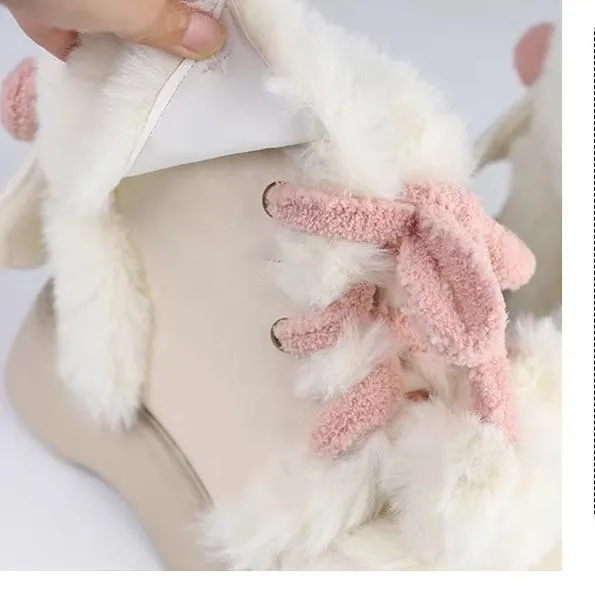 Sheep Puff~Fluffy Qubi~Winter Lolita Shoes Sweet Warm Snow Boots with Plush