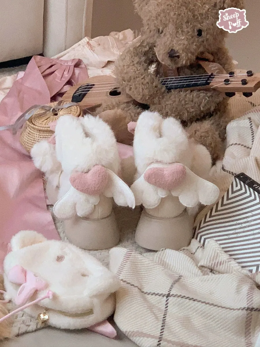 Sheep Puff~Fluffy Qubi~Winter Lolita Shoes Sweet Warm Snow Boots with Plush