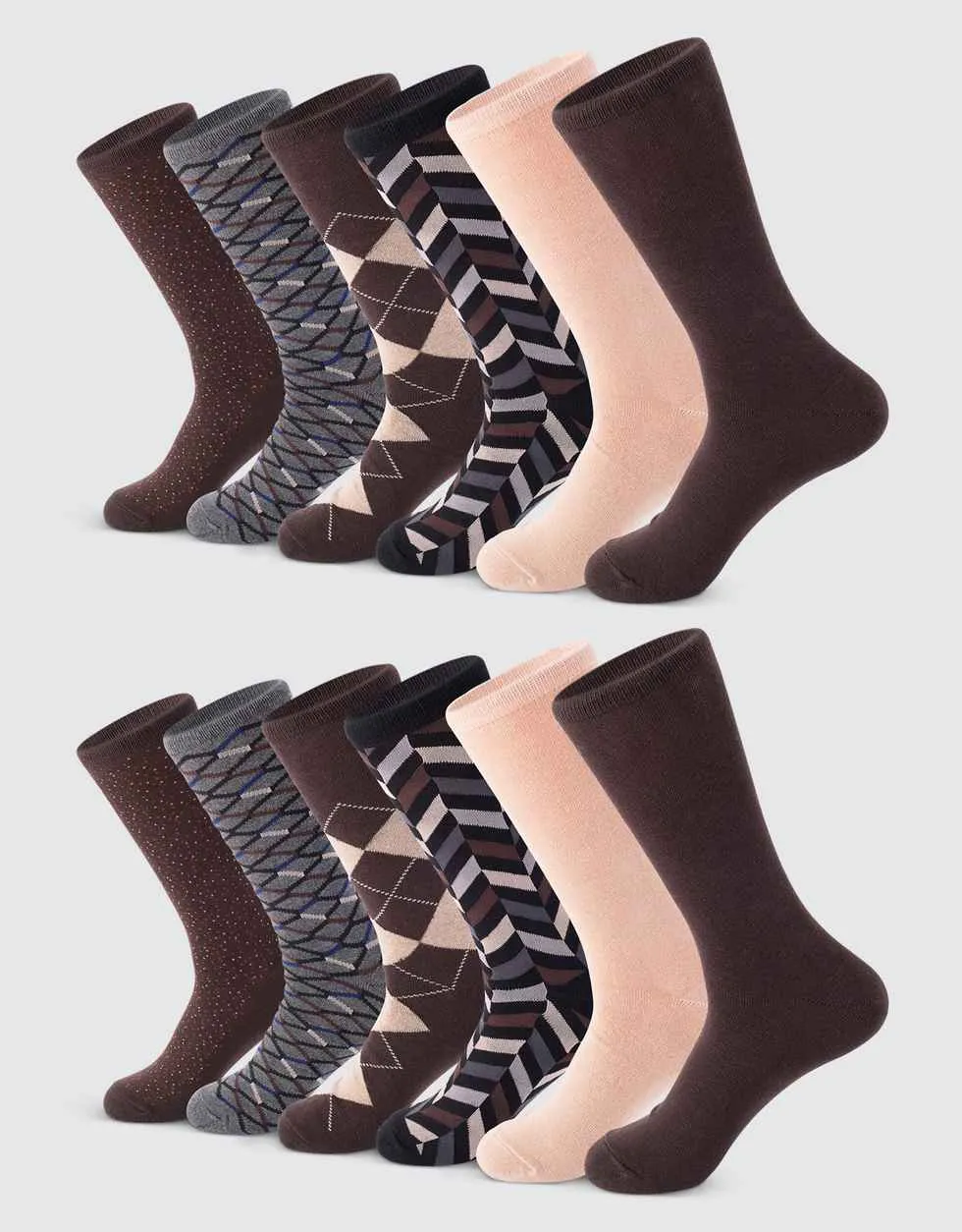 Terra Cotta Dress Crew Socks 12 Pack