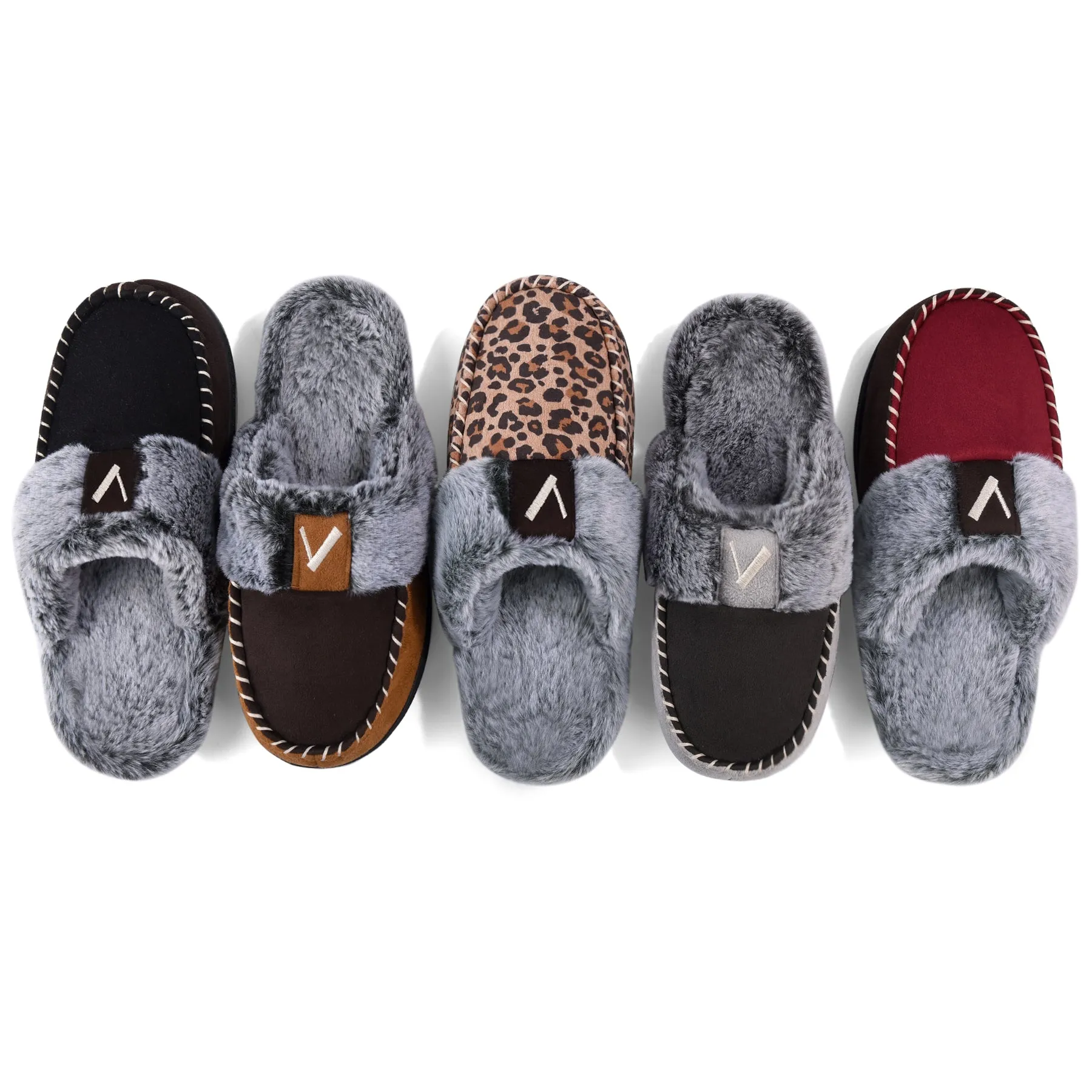 VONMAY Women's Comfy Fuzzy House Slipper Scuff Memory Foam Slip on Warm Moccasin Style Indoor Outdoor