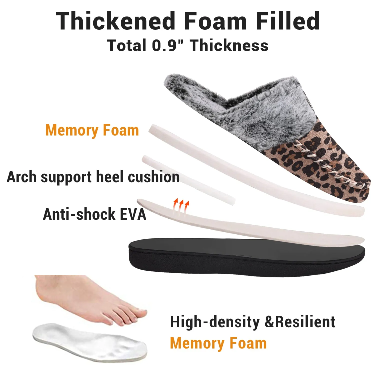 VONMAY Women's Comfy Fuzzy House Slipper Scuff Memory Foam Slip on Warm Moccasin Style Indoor Outdoor
