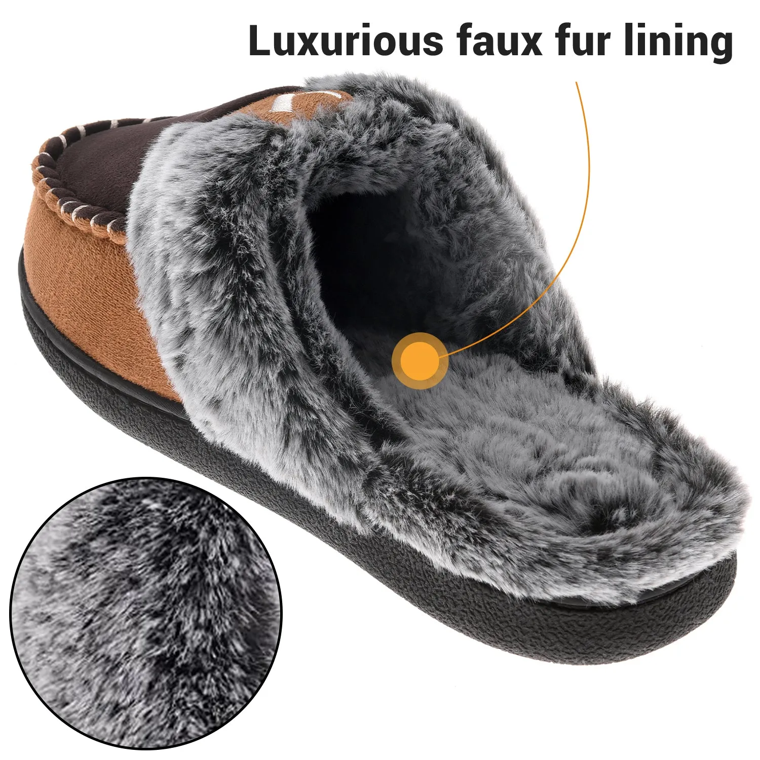VONMAY Women's Comfy Fuzzy House Slipper Scuff Memory Foam Slip on Warm Moccasin Style Indoor Outdoor
