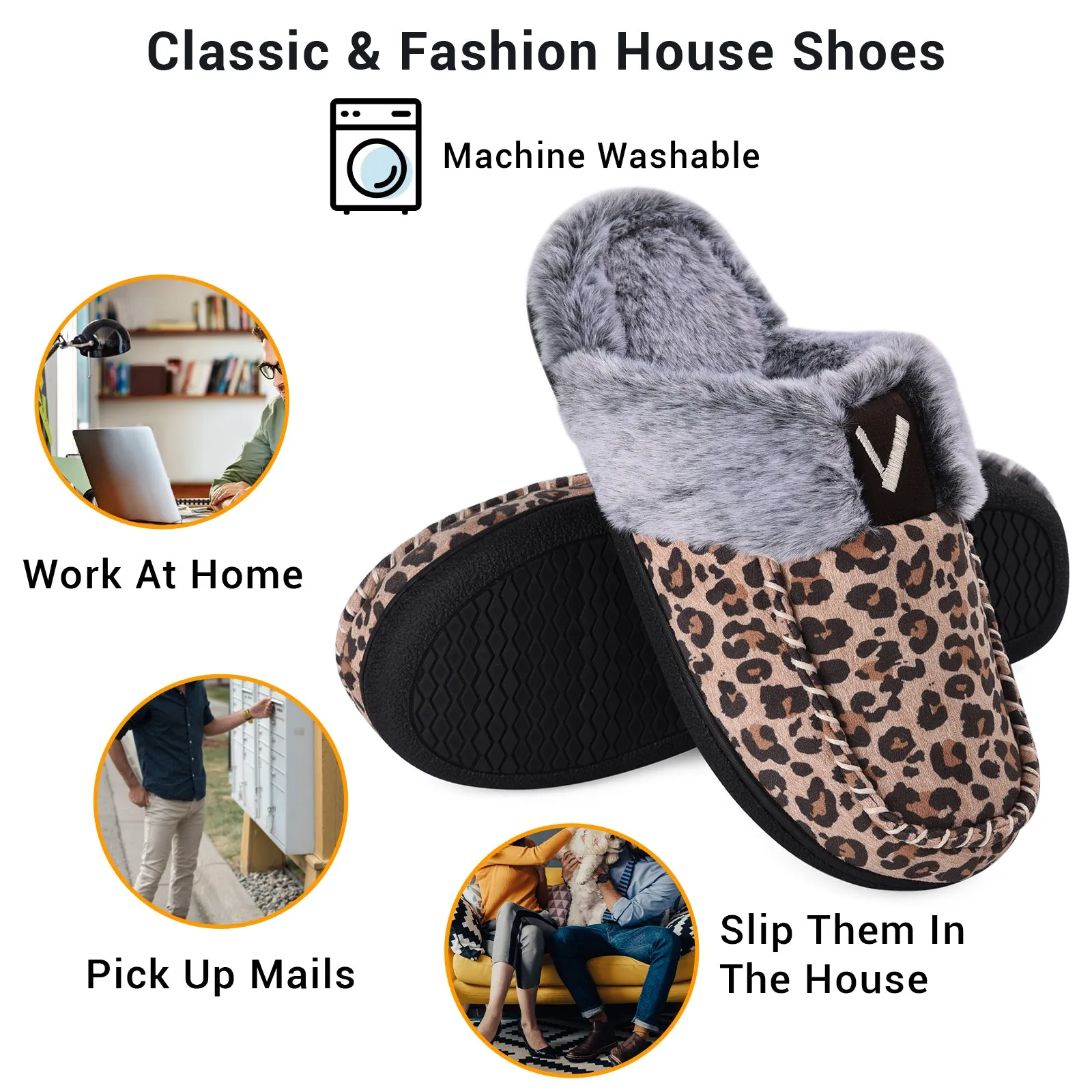 VONMAY Women's Comfy Fuzzy House Slipper Scuff Memory Foam Slip on Warm Moccasin Style Indoor Outdoor