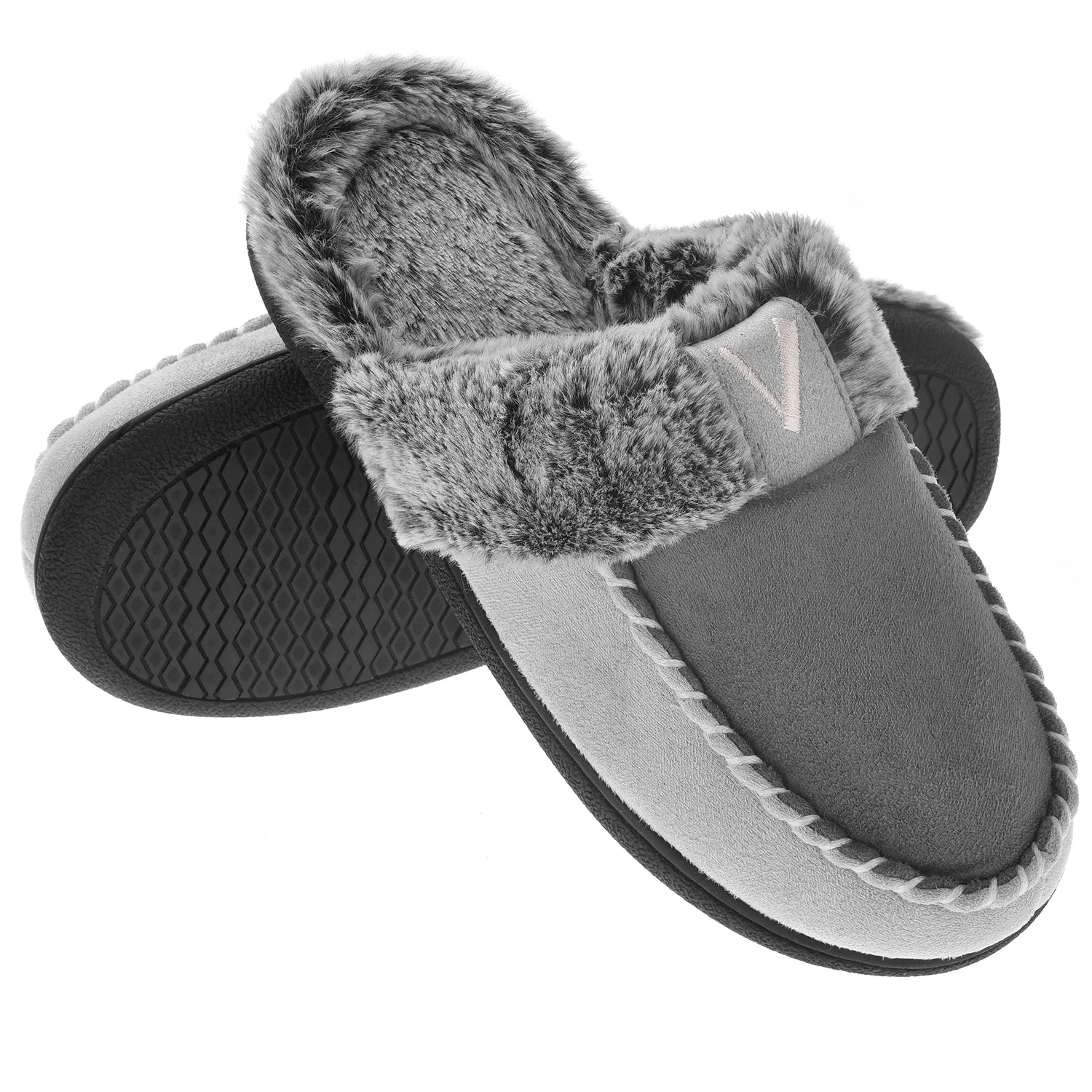 VONMAY Women's Comfy Fuzzy House Slipper Scuff Memory Foam Slip on Warm Moccasin Style Indoor Outdoor