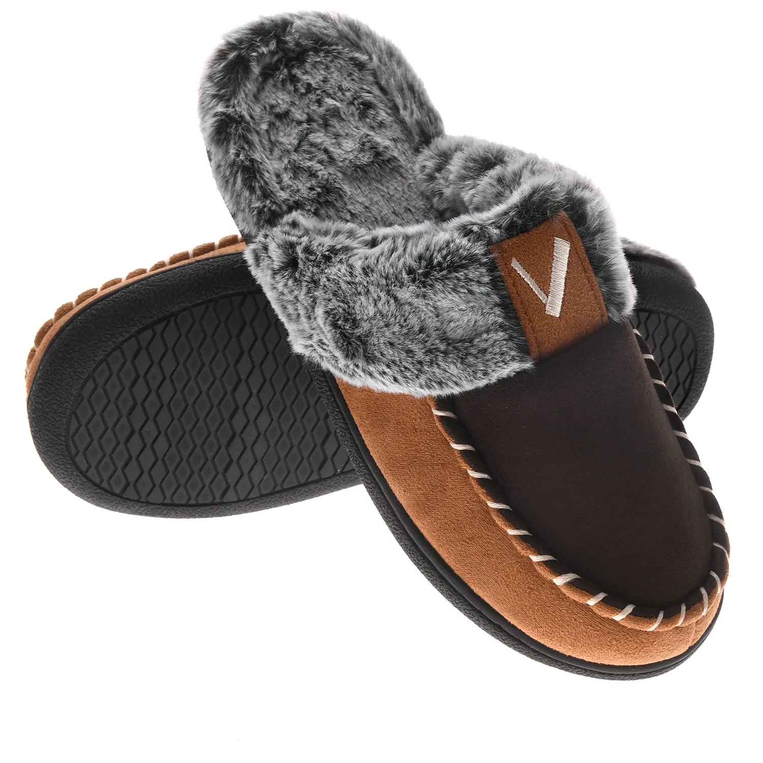 VONMAY Women's Comfy Fuzzy House Slipper Scuff Memory Foam Slip on Warm Moccasin Style Indoor Outdoor