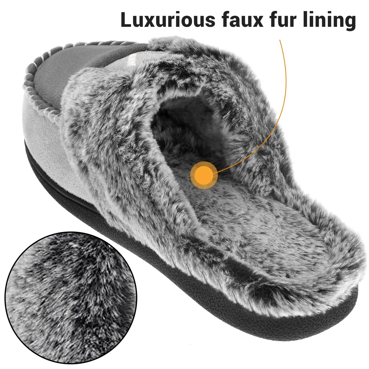 VONMAY Women's Comfy Fuzzy House Slipper Scuff Memory Foam Slip on Warm Moccasin Style Indoor Outdoor