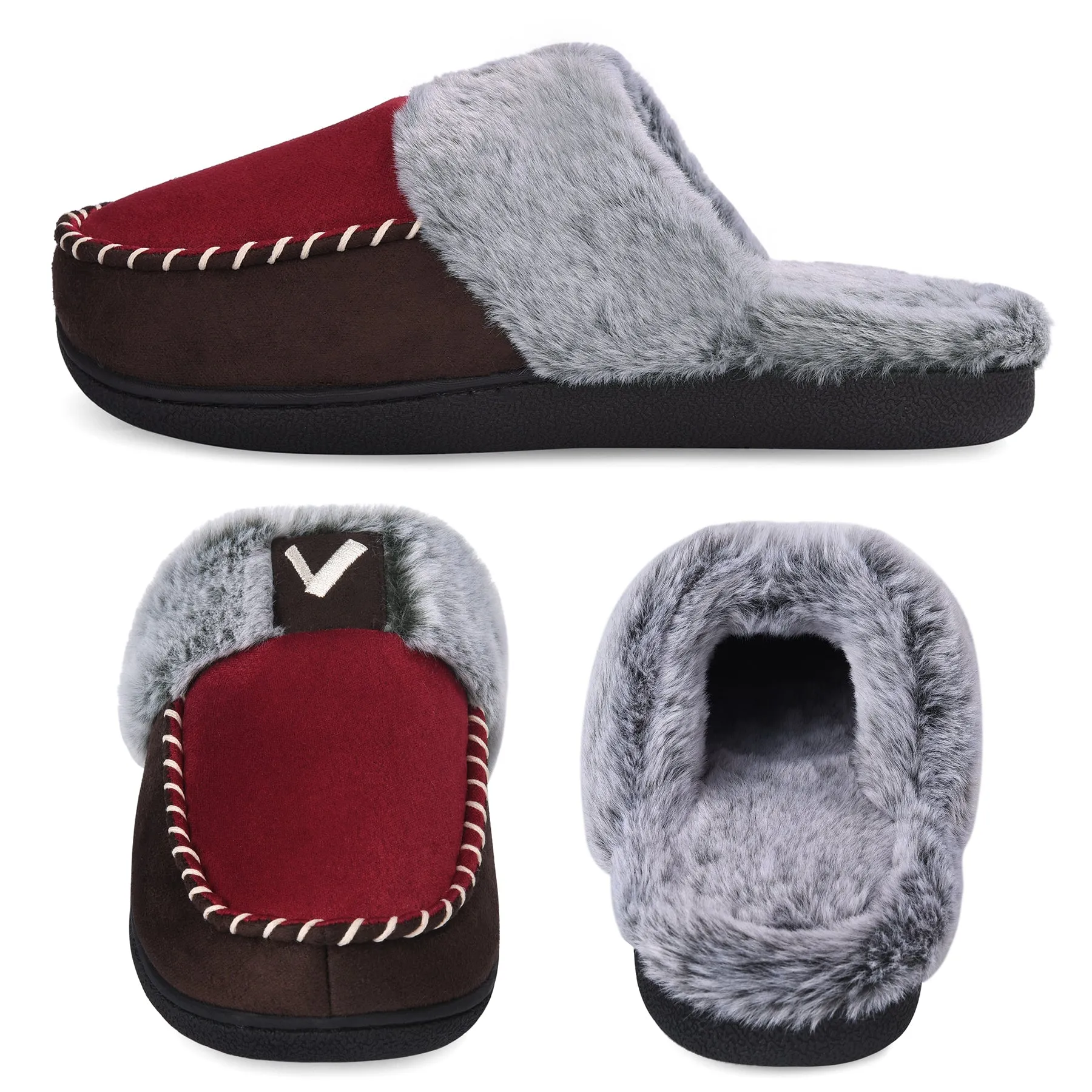 VONMAY Women's Comfy Fuzzy House Slipper Scuff Memory Foam Slip on Warm Moccasin Style Indoor Outdoor