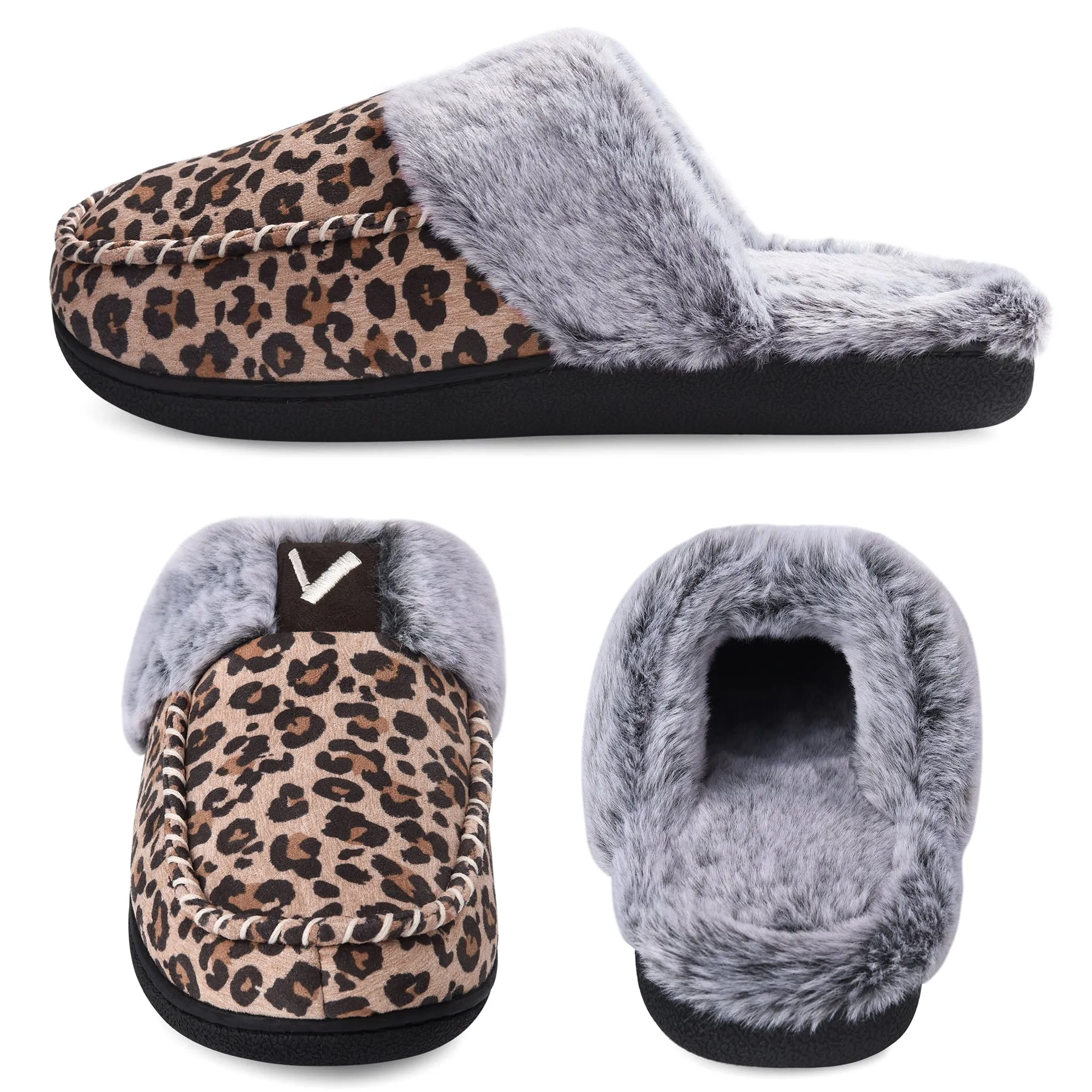 VONMAY Women's Comfy Fuzzy House Slipper Scuff Memory Foam Slip on Warm Moccasin Style Indoor Outdoor