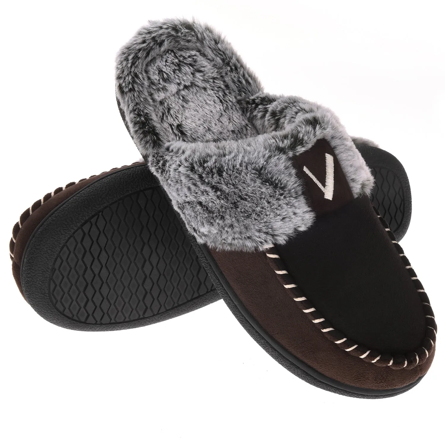 VONMAY Women's Comfy Fuzzy House Slipper Scuff Memory Foam Slip on Warm Moccasin Style Indoor Outdoor