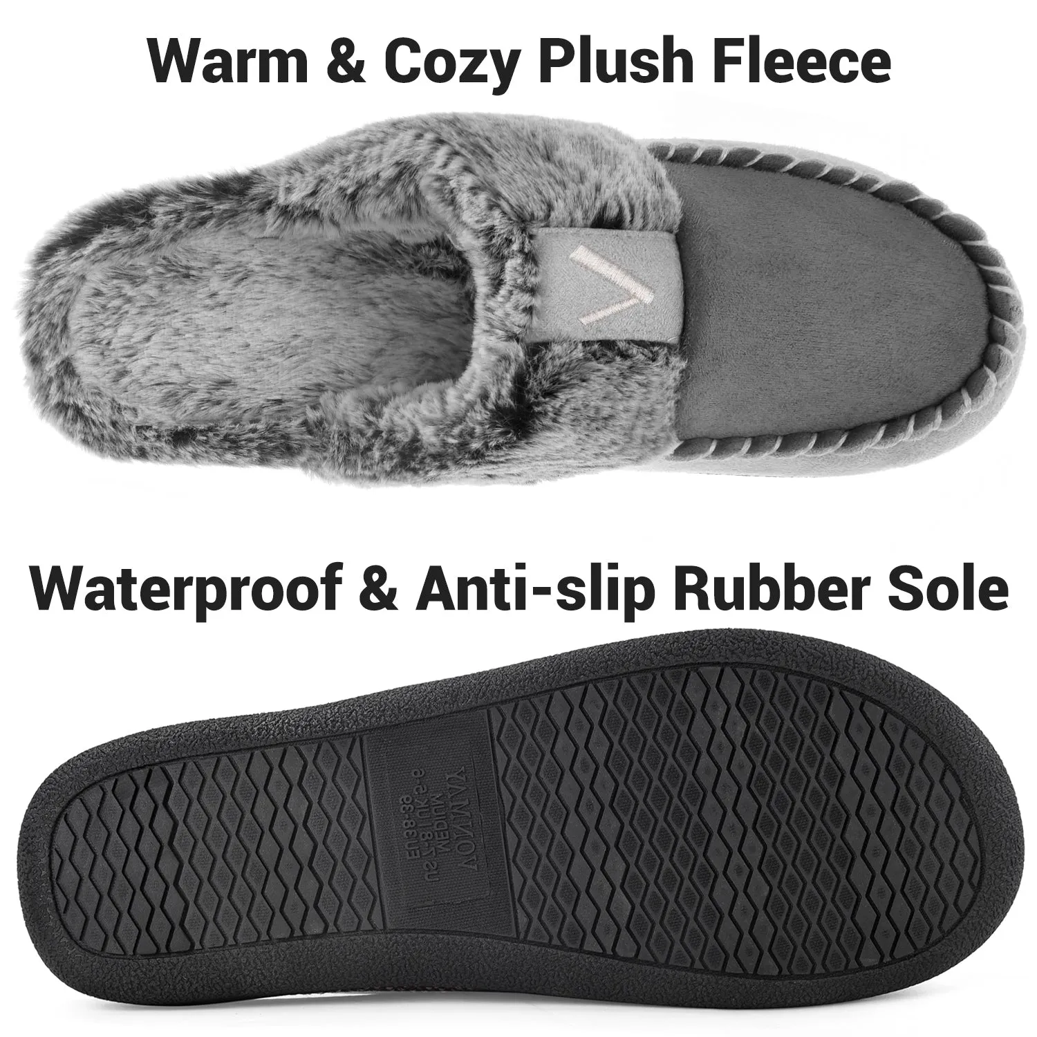 VONMAY Women's Comfy Fuzzy House Slipper Scuff Memory Foam Slip on Warm Moccasin Style Indoor Outdoor