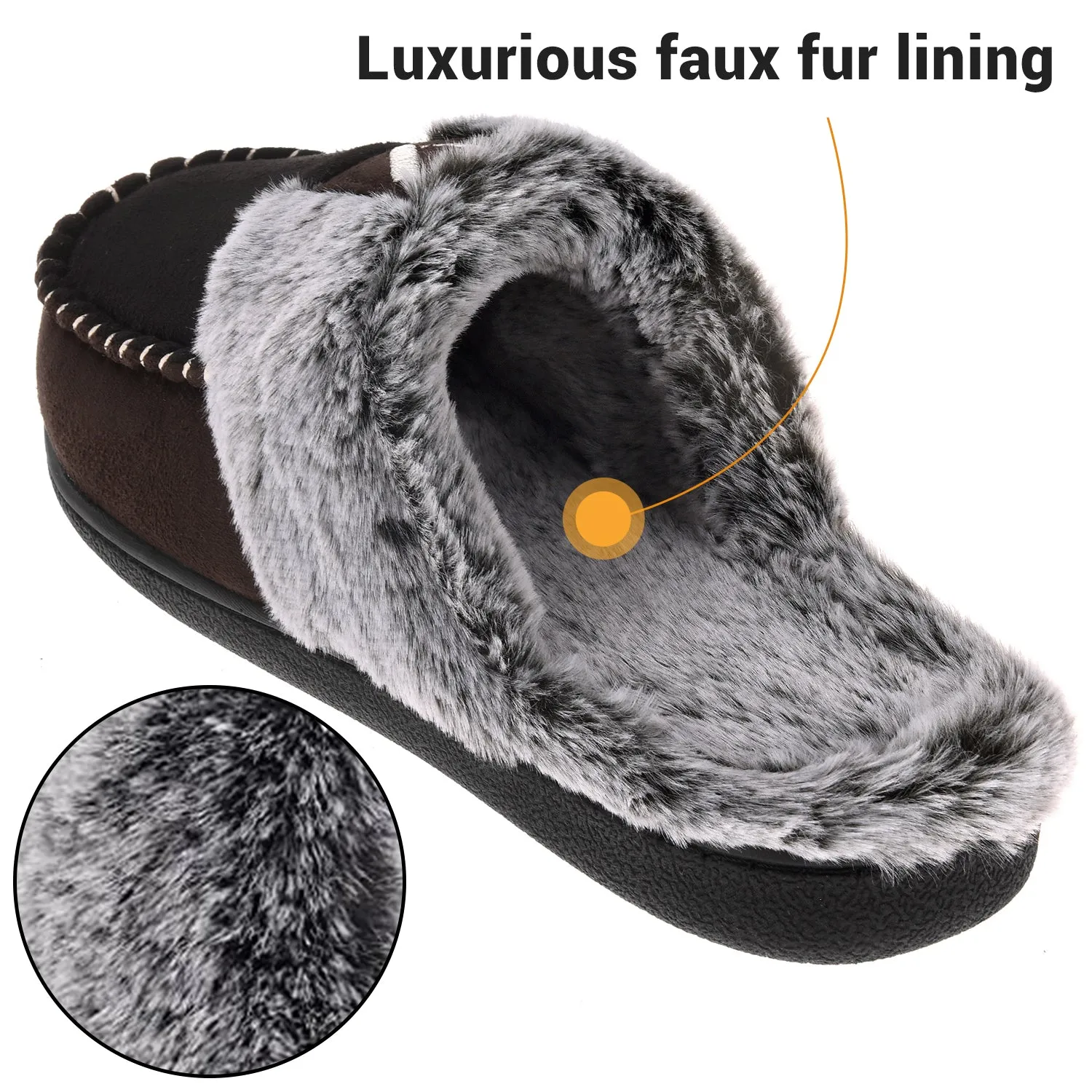 VONMAY Women's Comfy Fuzzy House Slipper Scuff Memory Foam Slip on Warm Moccasin Style Indoor Outdoor