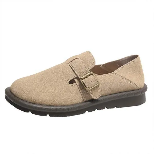 Women's Vintage Slip-on Soft Sole Two-Way Buckle Loafers 70250210C